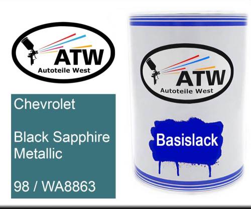 Chevrolet, Black Sapphire Metallic, 98 / WA8863: 500ml Lackdose, von ATW Autoteile West.